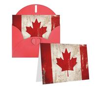 Blank Greetings Card 4'' X 6'' With Envelopes, Retro Canada Flag Thank You Cards Note Cards Red All Occasion Cards For Christmas Holidays Birthday Graduation Anniversaries