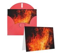 Blank Greetings Card 4'' X 6'' With Envelopes, Roaring Flame Thank You Cards Note Cards Red All Occasion Cards For Christmas Holidays Birthday Graduation Anniversaries