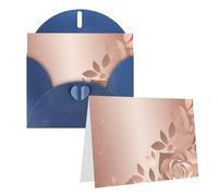 Blank Greetings Card 4'' X 6'' With Envelopes, Rose Gold Wallpaper Thank You Cards Note Cards Blue All Occasion Cards For Christmas Holidays Birthday Graduation Anniversaries