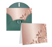 Blank Greetings Card 4'' X 6'' With Envelopes, Rose Gold Wallpaper Thank You Cards Note Cards Dark Green All Occasion Cards For Christmas Holidays Birthday Graduation Anniversaries