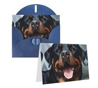 Blank Greetings Card 4'' X 6'' With Envelopes, Rottweiler Dogs Tongue Head Thank You Cards Note Cards Blue All Occasion Cards For Christmas Holidays Birthday Graduation Anniversaries