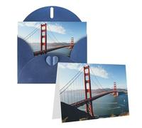 Blank Greetings Card 4'' X 6'' With Envelopes, San Francisco Golden Gate Bridge Thank You Cards Note Cards Blue All Occasion Cards For Christmas Holidays Birthday Graduation Anniversaries