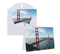 Blank Greetings Card 4'' X 6'' With Envelopes, San Francisco Golden Gate Bridge Thank You Cards Note Cards White All Occasion Cards For Christmas Holidays Birthday Graduation Anniversaries