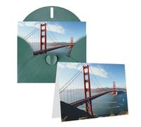 Blank Greetings Card 4'' X 6'' With Envelopes, San Francisco Golden Gate Bridge Thank You Cards Note Cards Dark Green All Occasion Cards For Christmas Holidays Birthday Graduation Anniversaries