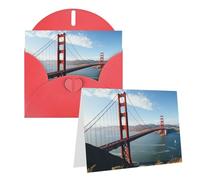 Blank Greetings Card 4'' X 6'' With Envelopes, San Francisco Golden Gate Bridge Thank You Cards Note Cards Red All Occasion Cards For Christmas Holidays Birthday Graduation Anniversaries