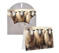 Blank Greetings Card 4'' X 6'' With Envelopes, Sheeps Watercolor Thank You Cards Note Cards Gray All Occasion Cards For Christmas Holidays Birthday Graduation Anniversaries
