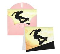 Blank Greetings Card 4'' X 6'' With Envelopes, Skateboard Thank You Cards Note Cards Pink All Occasion Cards For Christmas Holidays Birthday Graduation Anniversaries