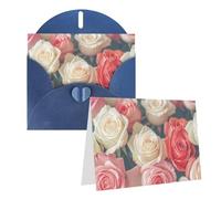 Blank Greetings Card 4'' X 6'' With Envelopes, Soft Color Roses Thank You Cards Note Cards Blue All Occasion Cards For Christmas Holidays Birthday Graduation Anniversaries