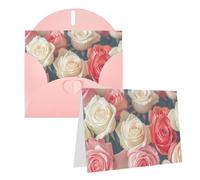 Blank Greetings Card 4'' X 6'' With Envelopes, Soft Color Roses Thank You Cards Note Cards Pink All Occasion Cards For Christmas Holidays Birthday Graduation Anniversaries
