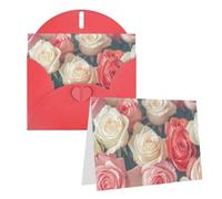 Blank Greetings Card 4'' X 6'' With Envelopes, Soft Color Roses Thank You Cards Note Cards Red All Occasion Cards For Christmas Holidays Birthday Graduation Anniversaries