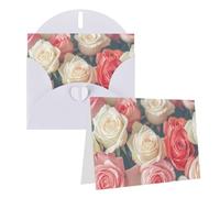 Blank Greetings Card 4'' X 6'' With Envelopes, Soft Color Roses Thank You Cards Note Cards White All Occasion Cards For Christmas Holidays Birthday Graduation Anniversaries