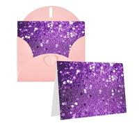 Blank Greetings Card 4'' X 6'' With Envelopes, Sparkling Purple Glitter Thank You Cards Note Cards Pink All Occasion Cards For Christmas Holidays Birthday Graduation Anniversaries
