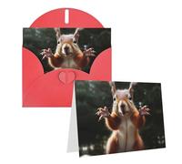 Blank Greetings Card 4'' X 6'' With Envelopes, Squirrel Funny Animal Thank You Cards Note Cards Red All Occasion Cards For Christmas Holidays Birthday Graduation Anniversaries