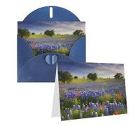 Blank Greetings Card 4'' X 6'' With Envelopes, Texas Bluebonnets Scenery Thank You Cards Note Cards Blue All Occasion Cards For Christmas Holidays Birthday Graduation Anniversaries