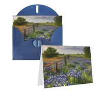Blank Greetings Card 4'' X 6'' With Envelopes, Texas Bluebonnets Scenery Thank You Cards Note Cards Blue All Occasion Cards For Christmas Holidays Birthday Graduation Anniversaries