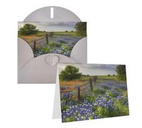 Blank Greetings Card 4'' X 6'' With Envelopes, Texas Bluebonnets Scenery Thank You Cards Note Cards Gray All Occasion Cards For Christmas Holidays Birthday Graduation Anniversaries