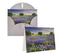Blank Greetings Card 4'' X 6'' With Envelopes, Texas Bluebonnets Scenery Thank You Cards Note Cards Gray All Occasion Cards For Christmas Holidays Birthday Graduation Anniversaries