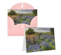 Blank Greetings Card 4'' X 6'' With Envelopes, Texas Bluebonnets Scenery Thank You Cards Note Cards Pink All Occasion Cards For Christmas Holidays Birthday Graduation Anniversaries