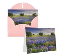 Blank Greetings Card 4'' X 6'' With Envelopes, Texas Bluebonnets Scenery Thank You Cards Note Cards Pink All Occasion Cards For Christmas Holidays Birthday Graduation Anniversaries
