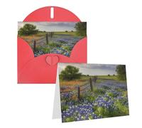 Blank Greetings Card 4'' X 6'' With Envelopes, Texas Bluebonnets Scenery Thank You Cards Note Cards Red All Occasion Cards For Christmas Holidays Birthday Graduation Anniversaries