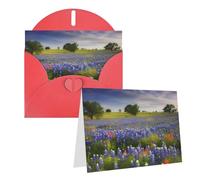 Blank Greetings Card 4'' X 6'' With Envelopes, Texas Bluebonnets Scenery Thank You Cards Note Cards Red All Occasion Cards For Christmas Holidays Birthday Graduation Anniversaries