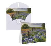 Blank Greetings Card 4'' X 6'' With Envelopes, Texas Bluebonnets Scenery Thank You Cards Note Cards White All Occasion Cards For Christmas Holidays Birthday Graduation Anniversaries