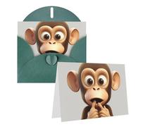 Blank Greetings Card 4'' X 6'' With Envelopes, The Silent Monkey Thank You Cards Note Cards Dark Green All Occasion Cards For Christmas Holidays Birthday Graduation Anniversaries