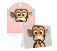 Blank Greetings Card 4'' X 6'' With Envelopes, The Silent Monkey Thank You Cards Note Cards Pink All Occasion Cards For Christmas Holidays Birthday Graduation Anniversaries