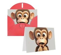 Blank Greetings Card 4'' X 6'' With Envelopes, The Silent Monkey Thank You Cards Note Cards Red All Occasion Cards For Christmas Holidays Birthday Graduation Anniversaries