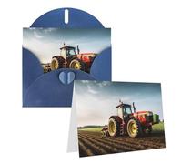 Blank Greetings Card 4'' X 6'' With Envelopes, Tractor Farm Thank You Cards Note Cards Blue All Occasion Cards For Christmas Holidays Birthday Graduation Anniversaries