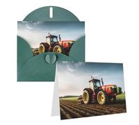 Blank Greetings Card 4'' X 6'' With Envelopes, Tractor Farm Thank You Cards Note Cards Dark Green All Occasion Cards For Christmas Holidays Birthday Graduation Anniversaries