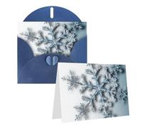 Blank Greetings Card 4'' X 6'' With Envelopes, Transparent Snowflake Thank You Cards Note Cards Blue All Occasion Cards For Christmas Holidays Birthday Graduation Anniversaries