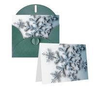 Blank Greetings Card 4'' X 6'' With Envelopes, Transparent Snowflake Thank You Cards Note Cards Dark Green All Occasion Cards For Christmas Holidays Birthday Graduation Anniversaries