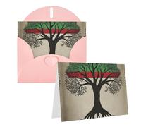 Blank Greetings Card 4'' X 6'' With Envelopes, Tree Palestinian Flag Thank You Cards Note Cards Pink All Occasion Cards For Christmas Holidays Birthday Graduation Anniversaries
