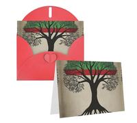 Blank Greetings Card 4'' X 6'' With Envelopes, Tree Palestinian Flag Thank You Cards Note Cards Red All Occasion Cards For Christmas Holidays Birthday Graduation Anniversaries