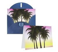 Blank Greetings Card 4'' X 6'' With Envelopes, Tropical Palm Tree Thank You Cards Note Cards Blue All Occasion Cards For Christmas Holidays Birthday Graduation Anniversaries