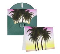 Blank Greetings Card 4'' X 6'' With Envelopes, Tropical Palm Tree Thank You Cards Note Cards Dark Green All Occasion Cards For Christmas Holidays Birthday Graduation Anniversaries