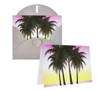 Blank Greetings Card 4'' X 6'' With Envelopes, Tropical Palm Tree Thank You Cards Note Cards Gray All Occasion Cards For Christmas Holidays Birthday Graduation Anniversaries