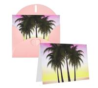 Blank Greetings Card 4'' X 6'' With Envelopes, Tropical Palm Tree Thank You Cards Note Cards Pink All Occasion Cards For Christmas Holidays Birthday Graduation Anniversaries