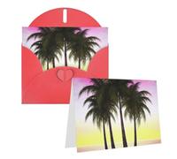 Blank Greetings Card 4'' X 6'' With Envelopes, Tropical Palm Tree Thank You Cards Note Cards Red All Occasion Cards For Christmas Holidays Birthday Graduation Anniversaries