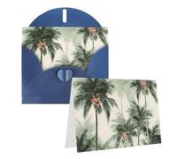 Blank Greetings Card 4'' X 6'' With Envelopes, Tropical Palm Trees Thank You Cards Note Cards Blue All Occasion Cards For Christmas Holidays Birthday Graduation Anniversaries
