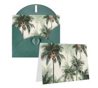 Blank Greetings Card 4'' X 6'' With Envelopes, Tropical Palm Trees Thank You Cards Note Cards Dark Green All Occasion Cards For Christmas Holidays Birthday Graduation Anniversaries