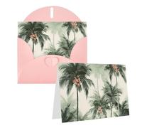 Blank Greetings Card 4'' X 6'' With Envelopes, Tropical Palm Trees Thank You Cards Note Cards Pink All Occasion Cards For Christmas Holidays Birthday Graduation Anniversaries