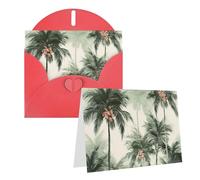 Blank Greetings Card 4'' X 6'' With Envelopes, Tropical Palm Trees Thank You Cards Note Cards Red All Occasion Cards For Christmas Holidays Birthday Graduation Anniversaries