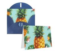 Blank Greetings Card 4'' X 6'' With Envelopes, Tropical Pineapple Thank You Cards Note Cards Blue All Occasion Cards For Christmas Holidays Birthday Graduation Anniversaries