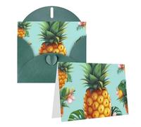 Blank Greetings Card 4'' X 6'' With Envelopes, Tropical Pineapple Thank You Cards Note Cards Dark Green All Occasion Cards For Christmas Holidays Birthday Graduation Anniversaries
