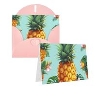 Blank Greetings Card 4'' X 6'' With Envelopes, Tropical Pineapple Thank You Cards Note Cards Pink All Occasion Cards For Christmas Holidays Birthday Graduation Anniversaries
