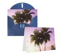 Blank Greetings Card 4'' X 6'' With Envelopes, Tropical Tree Pink Thank You Cards Note Cards Blue All Occasion Cards For Christmas Holidays Birthday Graduation Anniversaries