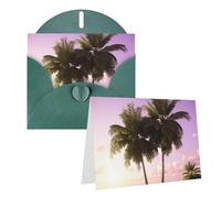 Blank Greetings Card 4'' X 6'' With Envelopes, Tropical Tree Pink Thank You Cards Note Cards Dark Green All Occasion Cards For Christmas Holidays Birthday Graduation Anniversaries