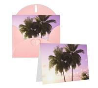 Blank Greetings Card 4'' X 6'' With Envelopes, Tropical Tree Pink Thank You Cards Note Cards Pink All Occasion Cards For Christmas Holidays Birthday Graduation Anniversaries